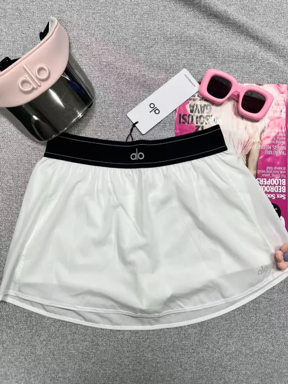 👙Alo Yoga Match Point Tennis Skirt White🏩 Clean Girl Athleisure